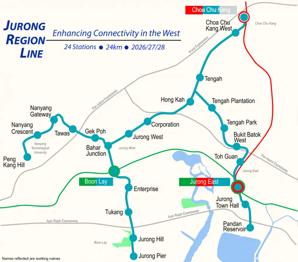 Jurong Region Line - Station Alignment Map