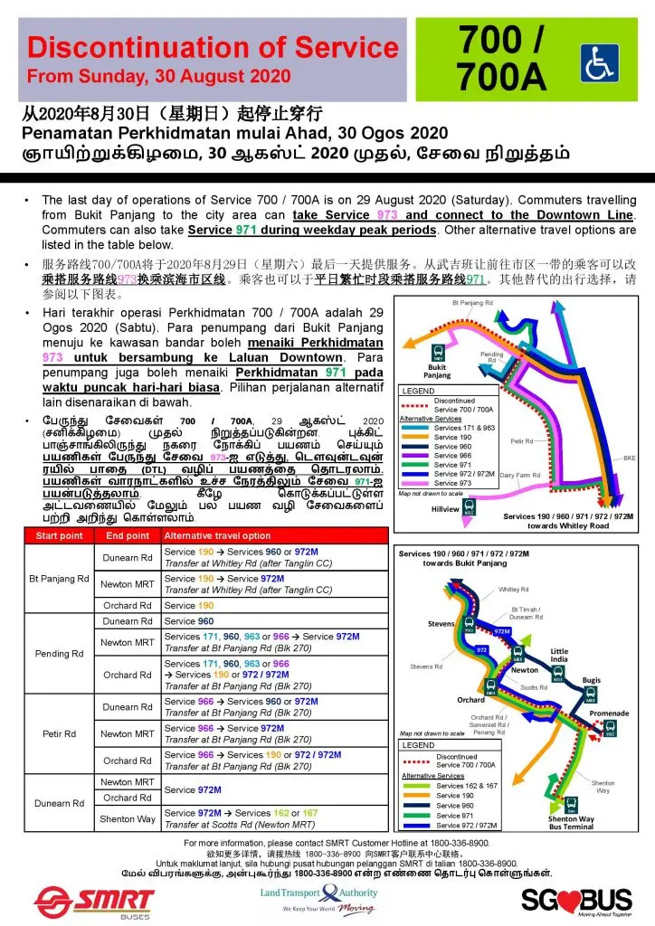 [Updated Poster] Withdrawal of Bus Services 700 & 700A